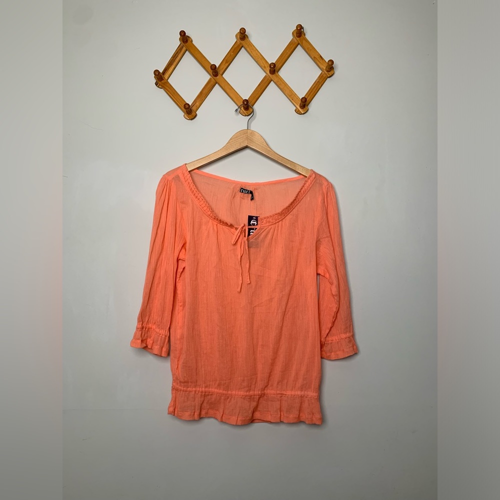 Women’s Tangerine 100% Cotton Gauzy 3/4 Sleeve Boho Dead Stock Cruel Brand Top